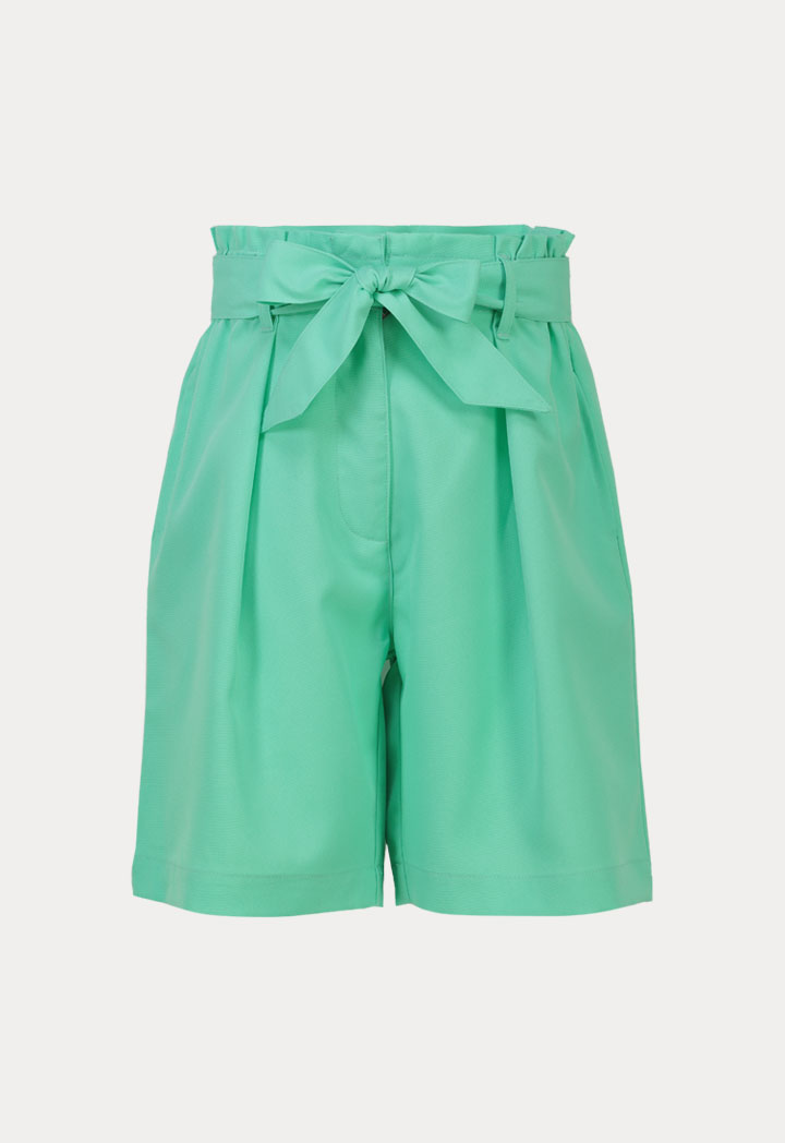 Solid Belted Wide Leg Ruffle Shorts