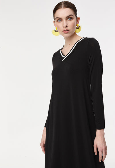 Rib-Edge Jersey Dress